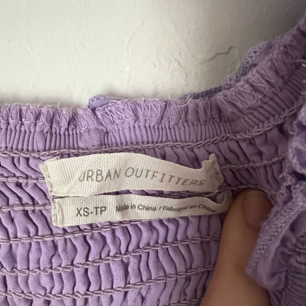 Urban Outfitters Fairy Lavender Eyelet Smocked Midi Dress Off Shoulder Size XS - Picture 3 of 8